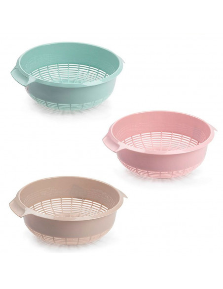 Tradineur - Escurreverduras de plástico con asas, colador, cesta de drenaje de frutas, verduras, pasta, cocina, Ø 27 cm, color a