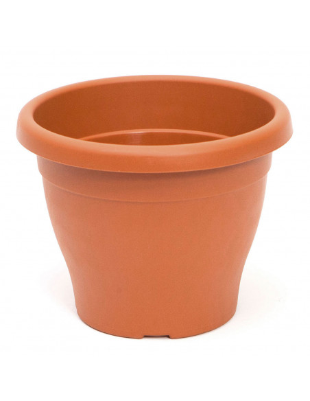 Maceta de plástico redonda Mediterránea marrón, 40 cm, 23 litros, tiesto para plantas y flores con orificios inferiores, recipie